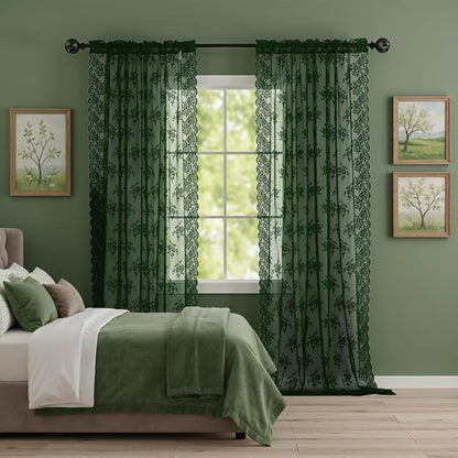 Kotile Emerald Green Lace Curtains - Image 4