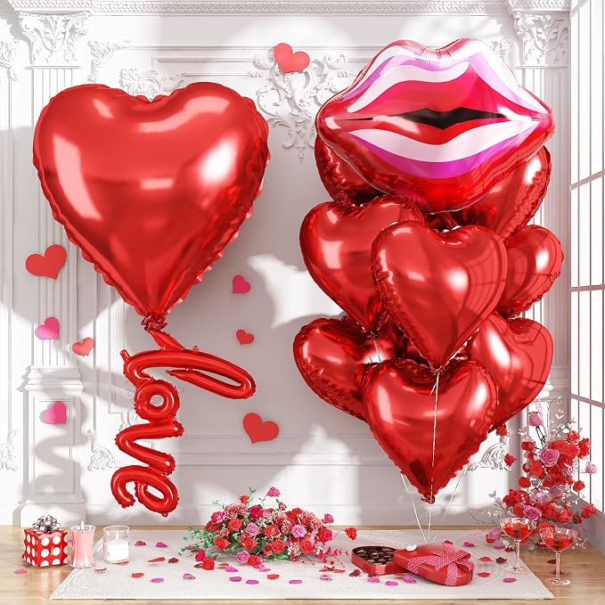 32 Inch Large Red Heart Balloons by Togvu