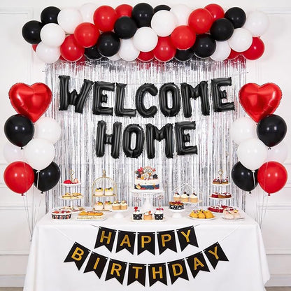 Welcome Home Balloons Black Red, 16Inch Welcome Home Foil Balloons Banner - Image 7