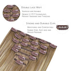 WENNALIFE Clip in Hair Extensions Real Human Hair, 18 Inch g 7pcs Balayage Dirty Blonde with Platinum Ends Remy Hair Straight Natural Extensiones De Cabello Humano Con Clip Ins