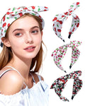 ACECHA 3 Pack Cherry Headbands for Women Girls Fashion, Bunny Ears & Knot Bow Head bands, Stretchy Soft Wide Hair Bands, Cute Hair Accessories Outfits Vacation Gifts Bunny Ears