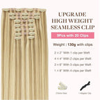 GOO GOO Clip in Hair Extensions Real Human Hair, Remy Human Hair Extensions Clip ins for Women, Natural Human Hair, 14inch 130g 9Pcs, 18A/613A Dark Blonde Highlighted Bleach Blonde