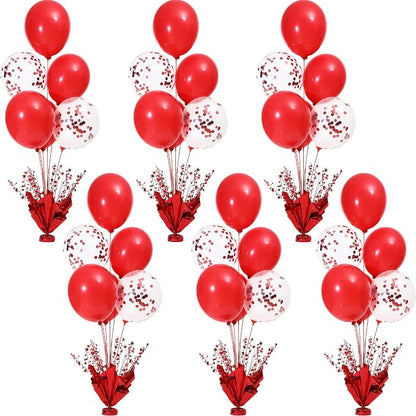 Red Balloon Table Centerpiece Kit, 6 Sets Red Balloon Stands by Besutolife