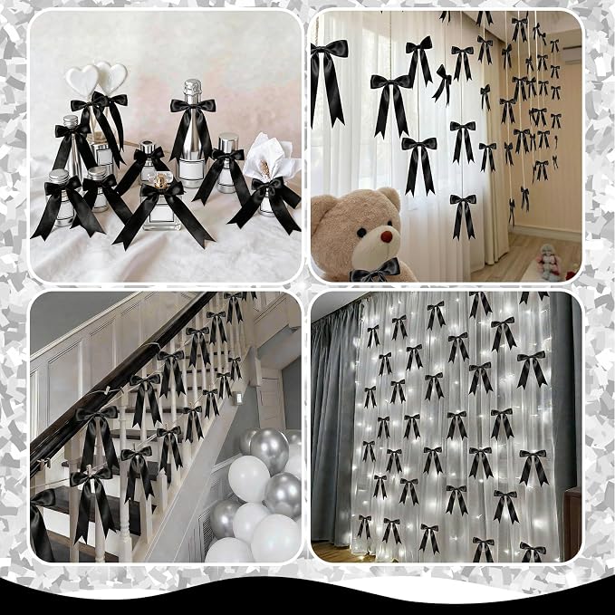 2 Strings Black Bow Garland Banner Decorations - Image 4