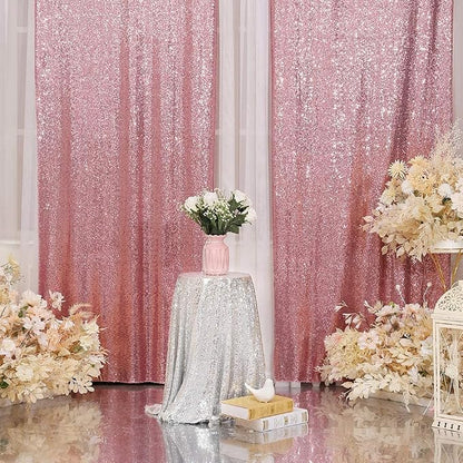 Eternal Beauty Fuchsia Pink Sequin Backdrop Curtains, 4 Panels 2x8FT | 3mm - Image 4