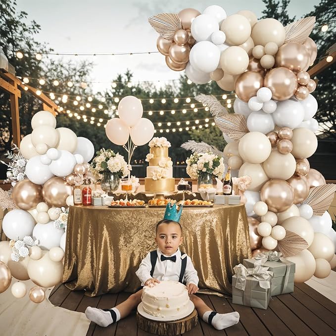 Neutral Balloon Arch Kit 142Pcs Cream White Champagne Gold Balloons Garland Kit - Image 4