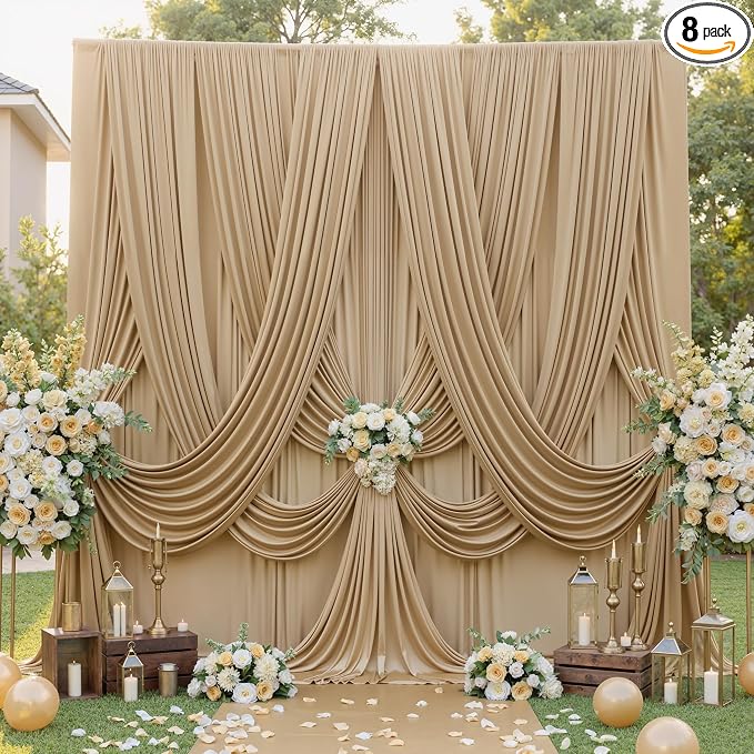 40ft×12ft Wrinkle Free Champagne Backdrop Curtain by ENJOYYOURPARTY