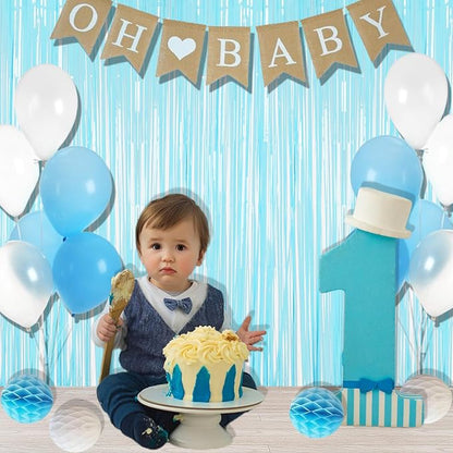 BRAVESHINE Pastel Blue Fringe Curtains Party Streamers Backdrop | 2 Pack | - Image 4