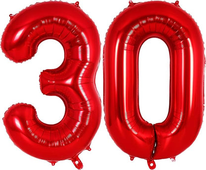 Red Number 30 Balloons, 40 Inch Big Large Foil Number Balloons, Jumbo Giant by AIQINHU