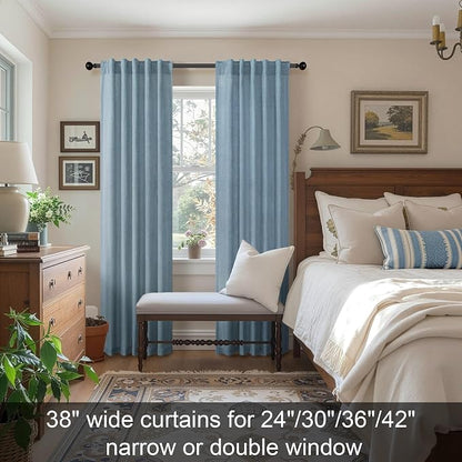 Light Blue Curtains 38 Inch Wide - Image 2