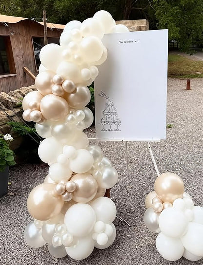 Neutral Balloon Garland Arch Kit, Boho Party Decor | Sand Pearl White Metallic - Image 3