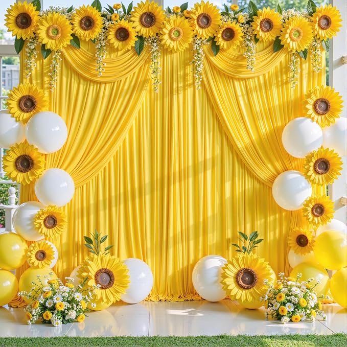 10 Panels Yellow Backdrop Curtains - Image 5