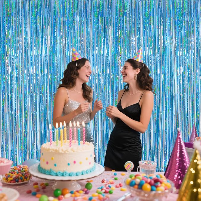 Light Blue Metallic Streamer Backdrop - Image 6