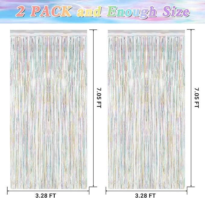 ZATAYE 2 Pack Laser Silver New Years Eve Foil Curtain Streamer Decorations | - Image 2