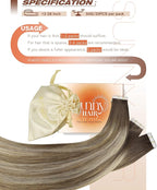 Sunny Hair Tape in Hair Extensions Medium Brown Balayage Blonde Tape in Hair Extensions Human Hair, 18 inch Remy Hair Extensions Tape in 20Pcs 50g