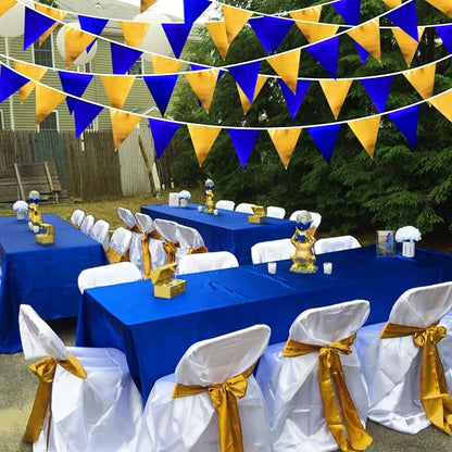 Royal Blue Gold Party Decoration Navy Blue Gold Triangle Pennant Banner Flag - Image 5
