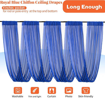 6 Panels Royal Blue Ceiling Drapes - Image 3