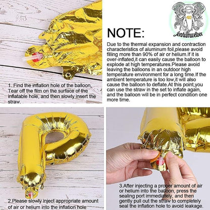 Jonhamwelbor 40 Number Balloons Gold Big Foil Mylar Giant Jumbo 40 Balloons - Image 5