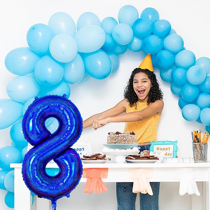 Navy Blue Number 8 Balloon, 40 Inch 8 Balloon Number Large Laser Navy Blue Foil - Image 5