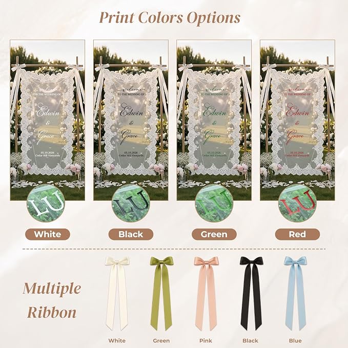 Personalized Sheer Tulle Wedding Welcome Banner Sign - Image 7