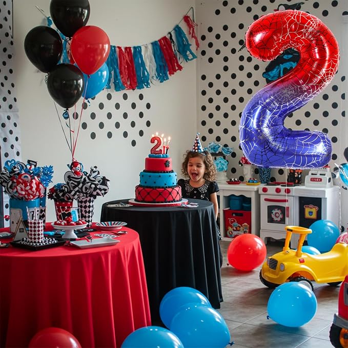 40 Inch Red Blue Number 2 Balloon - Image 6