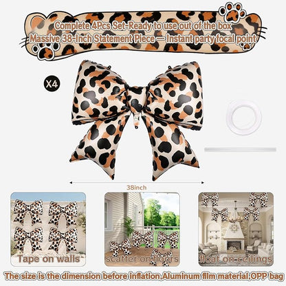 4pcs Jumbo Oversized Ribbon Balloons Coquette Bow Balloons Bow Party Coquette - Image 2