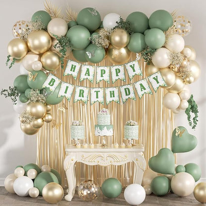 SaratimTou Sage Green Birthday Decorations by saratimtou
