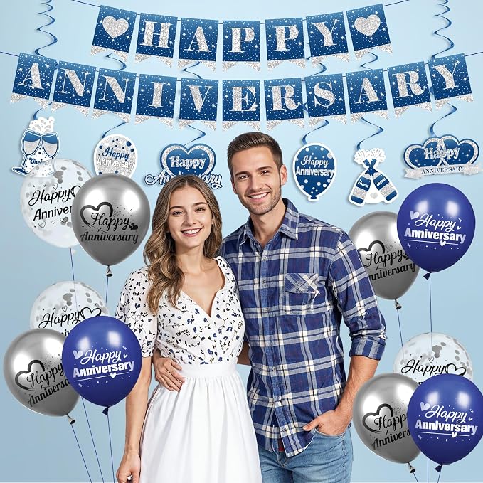 Blue Happy Anniversary Decorations - Image 2
