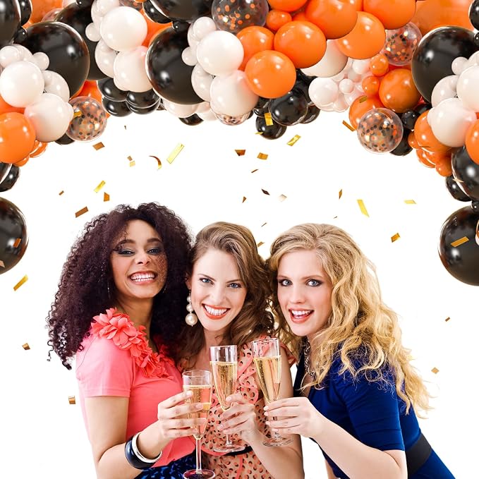 136pcs Black Orange White Balloon Garland Kit - Image 7