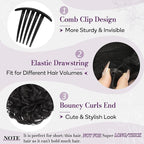 BARSDAR Drawstring Ponytail Extension - 10 Inch Short Wavy Black Brown Ponytail Extensions for Women - Synthetic Comb Clip in Ponytail Hairpieces Fake Pony Tails Daily - Black Brown