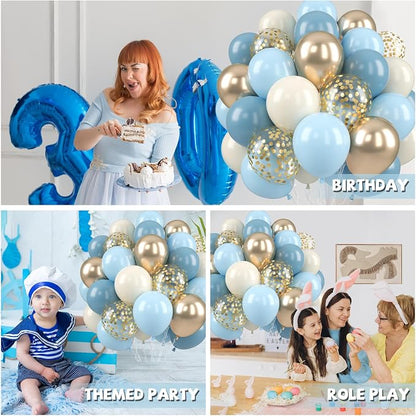 Paready Dusty Blue Balloons, Baby Shower Balloon, 12 Inch Sand White Retro Ice - Image 4