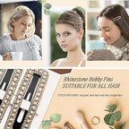 Rhinestone and Crystal Hair Clips 2-Pack, Sparkly Barrettes & Elegant Bling Accessories for Women & Girls(Set6)