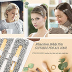 Rhinestone and Crystal Hair Clips 2-Pack, Sparkly Barrettes & Elegant Bling Accessories for Women & Girls(Set11)