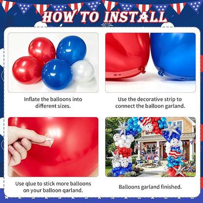 153Pcs 4th of July Balloon Arch Garland Kit Red White and Blue Party Decorations - Image 3