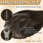 NAYOO Hair Toppers for Women Real Human Hair, 360° Cover Clips in Full Fringe Fake Bangs Hair Pieces for Women Girls Daily Wear (2# Darkst Brown)