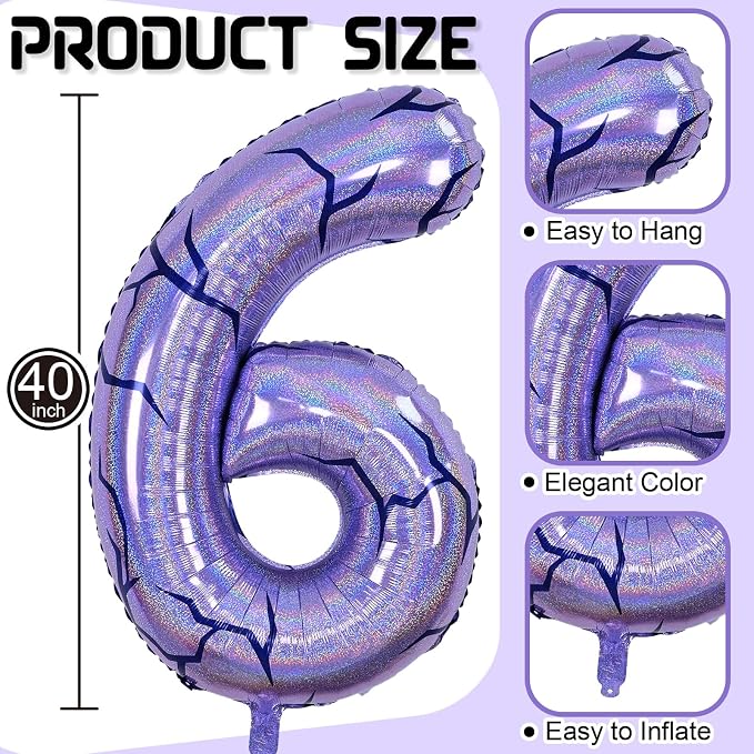 40 Inch Purple Kpop Number 6 Balloon - Image 2
