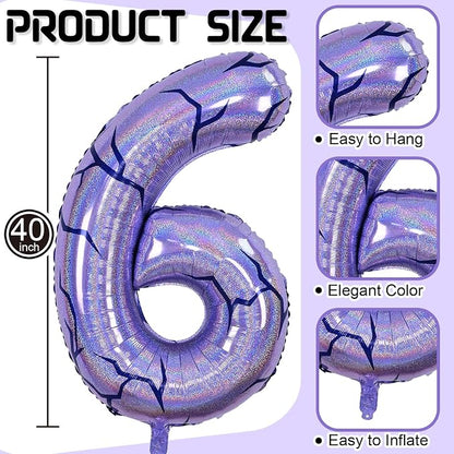 40 Inch Purple Kpop Number 6 Balloon - Image 2