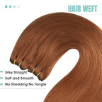 YoungSee Sew in Hair Extensions Real Human Hair Copper Human Hair Weft Extensions Light Copper Sew in Bundles Human Hair for Women 20Inch 100g