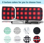 Women's Heat Resistant Neoprene Curling Iron Holder Flat Iron Curling Wand Travel Storage Cover Case Bag Pouch -Water-Resistant (Red lattice)