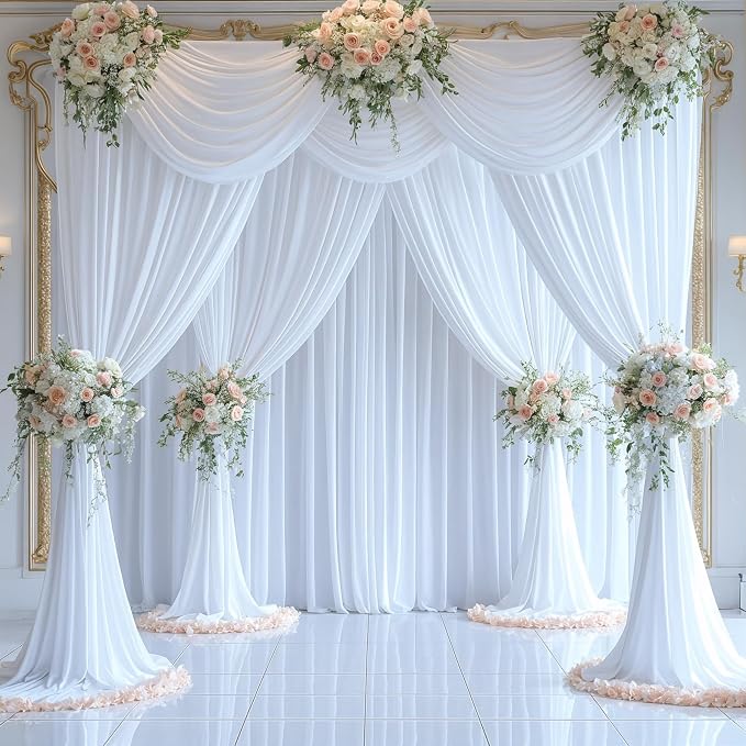 10x12 White Backdrop Curtains for Wedding Party Wrinkle Free Backdrops Curtain - Image 6
