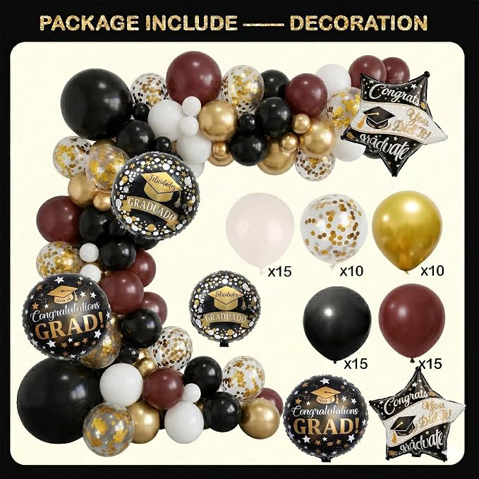 Black and Maroon Graduation Decorations Class of 2026 - Image 7