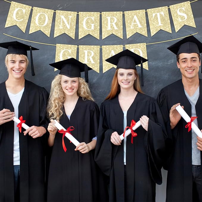 Hoogict Graduation Decorations Congrats Grad Banner Gold Graduation Party - Image 6