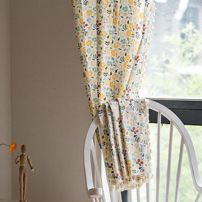 Sutuo Home Boho Curtain Semi-Blackout Colorful Florals Print Cotton Linen Fabric - Image 6