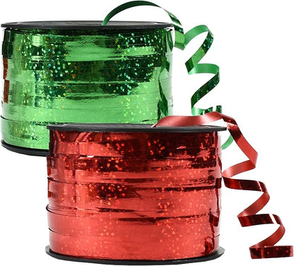 BEISHIDA 2 Pack Christmas Curling Ribbons Red and Green Balloon String Ribbons by Beishida