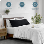 Bare Home Microfiber Body Pillow Cover - Ultra Soft - Cooling Pillowcase - Double Brushed - Pillowcase with Zipper Closure - Easy Care (20''x54'' Body Pillow Cover, Black)