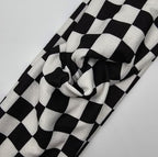 Soft Stretchy Headband, 3-in-1 Versatile Twist Style, One-Piece (Ready, Set, Race! Black and White Checkered, Adult)