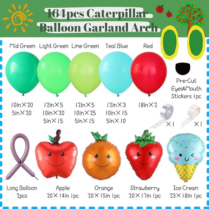 Hungry One Caterpillar Balloon Garland Kit - Image 2
