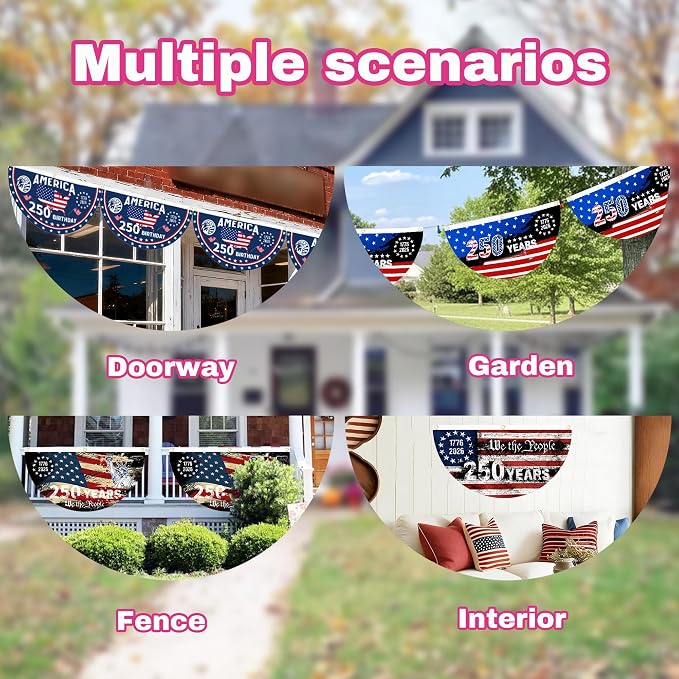2PCS 250th Anniversary USA Flag, 1.5X3 FT 1776-2026 Fan Flags, 2 Ply Year - Image 7