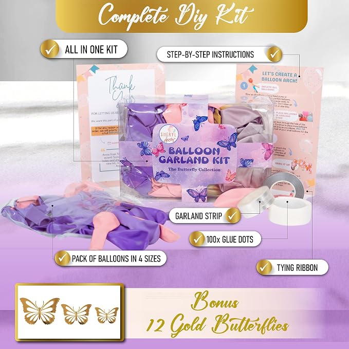 ALL-IN-1 Pink and Purple Balloon Arch Kit & Garland - Image 3