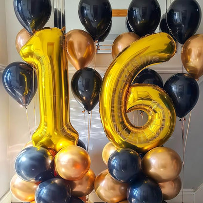 Gold 10 Balloon Number, 40 Inch Number 10 Balloon Large Gold Foil Mylar Helium - Image 5